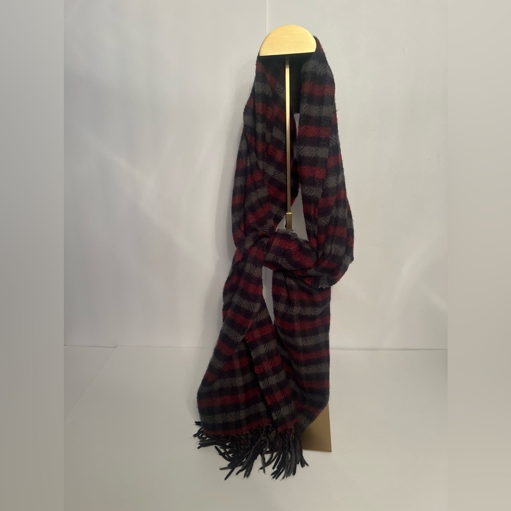 Scarf- black, gray, and burgundy check